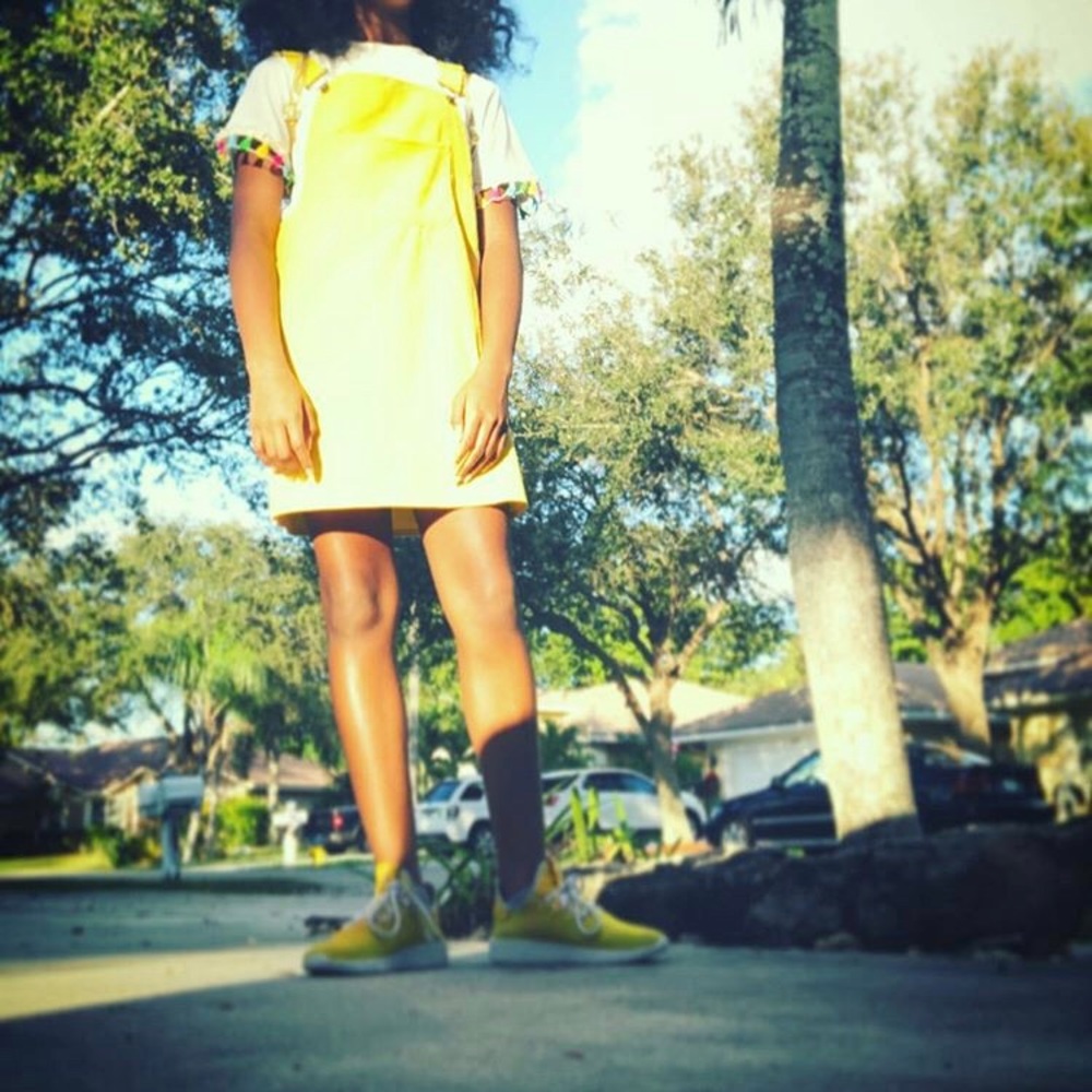 Yellow corduroy dress